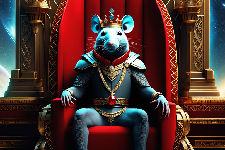 Image of a rat with a crown sitting on a throne