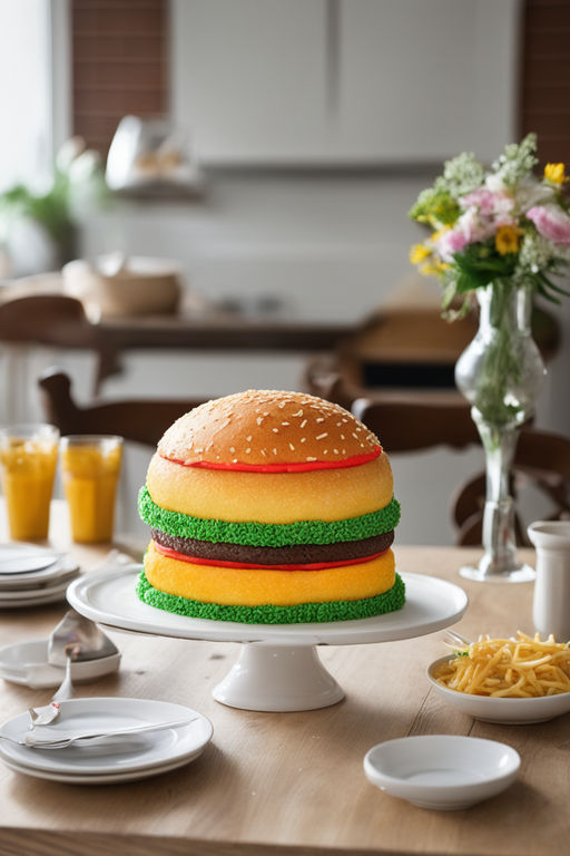 Burger Cake - Hamburger Cake Decorating Tutorial - Veena Azmanov