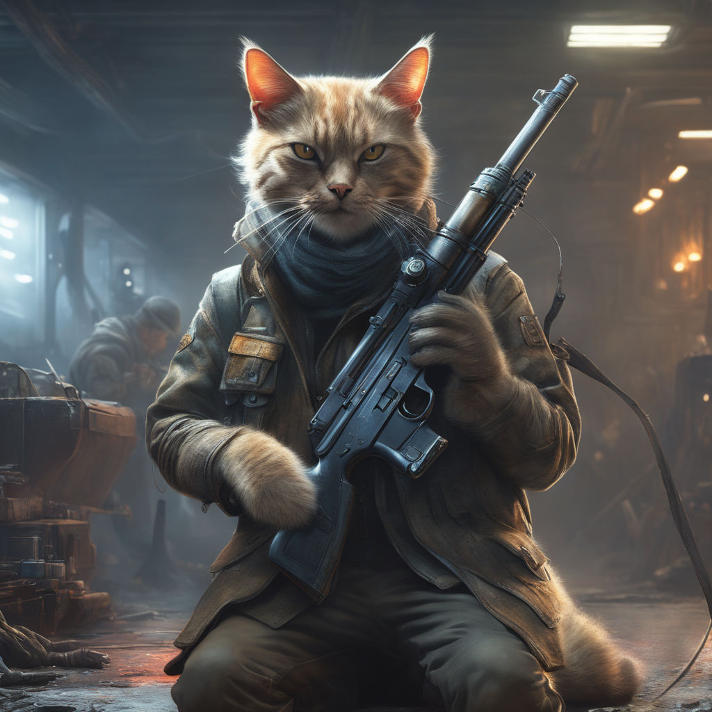 cat with sniper rifle