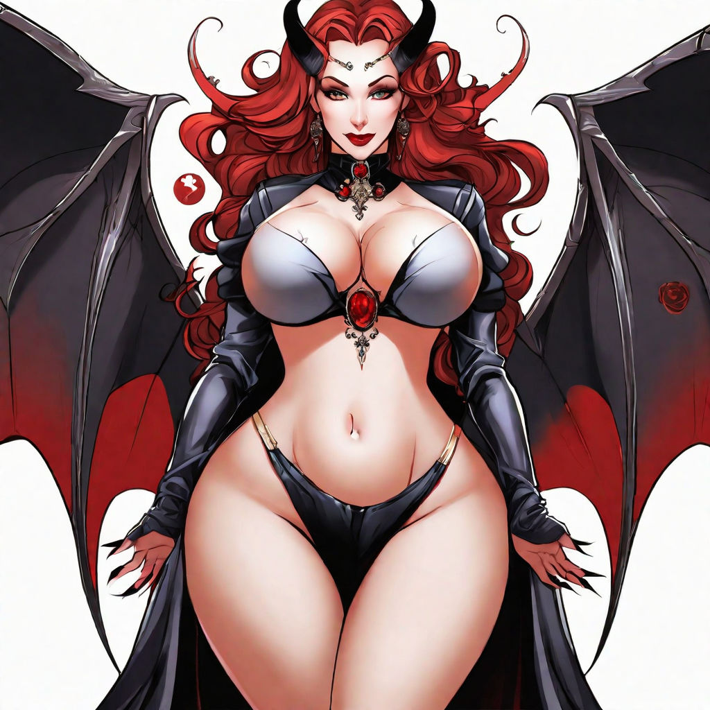 A highly detailed and hyper realistic art of a voluptuous demon