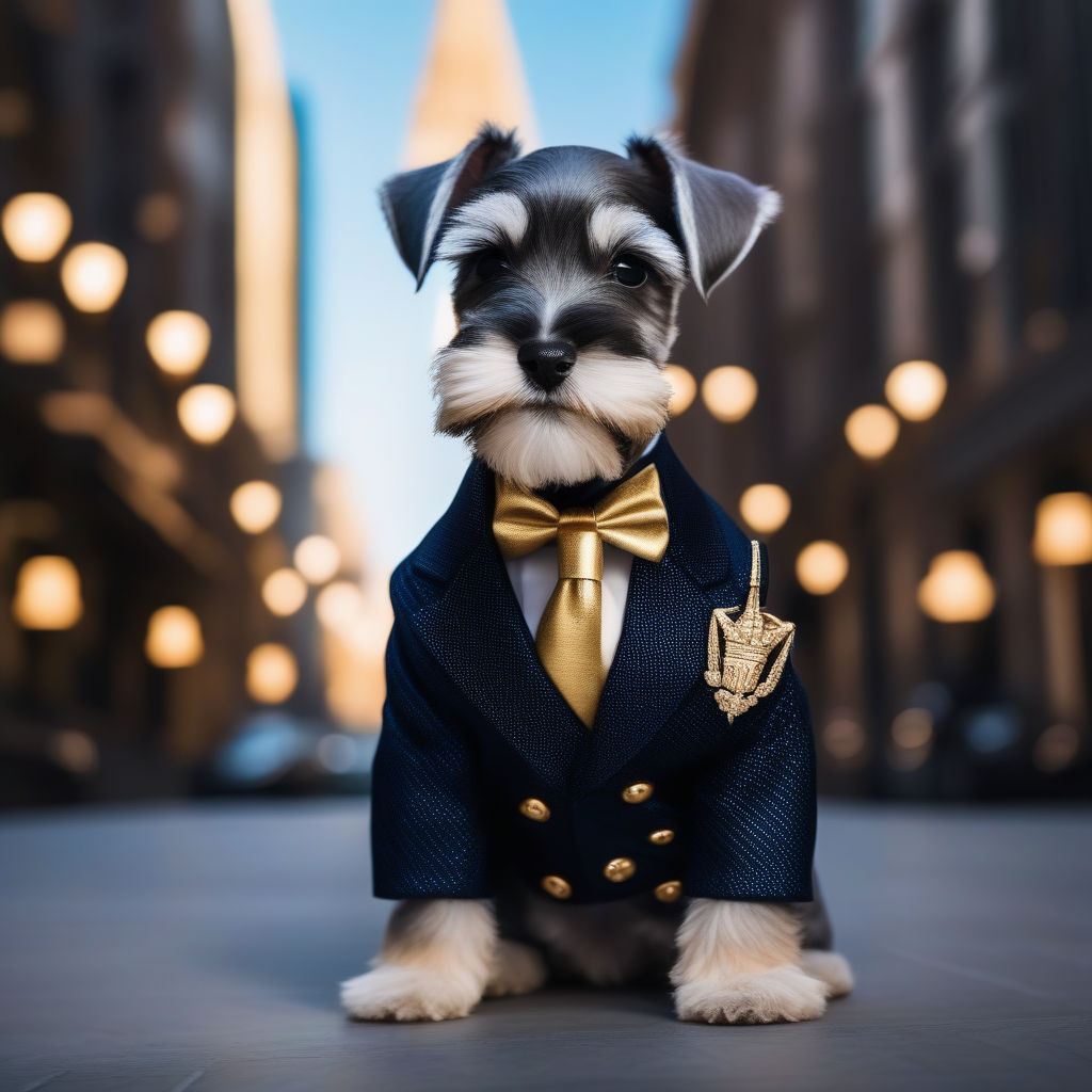 Miniature Schnauzer Wearing Suit and Tie