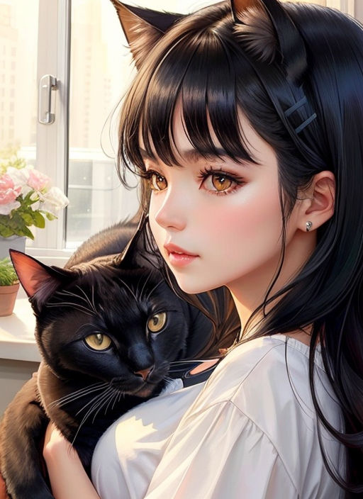 HD wallpaper black and red animal digital illustration anime cat  Apofiss  Wallpaper Flare