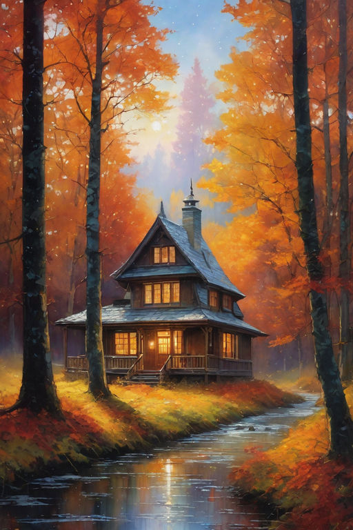 House In The Woods Landscape Diy Digital Oil Painting Kit - Temu United  Arab Emirates