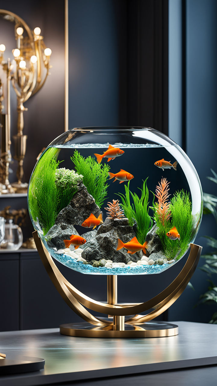 Fishbowl Glass Goldfish Veiltail Fish Collection 8K 3D