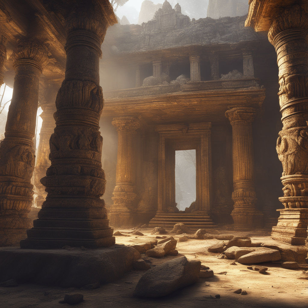 Temple Ruin Interior Background