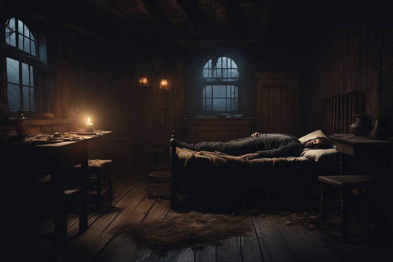 Dark vintage picture of a pale vampire in an old noble sleeping room on  Craiyon