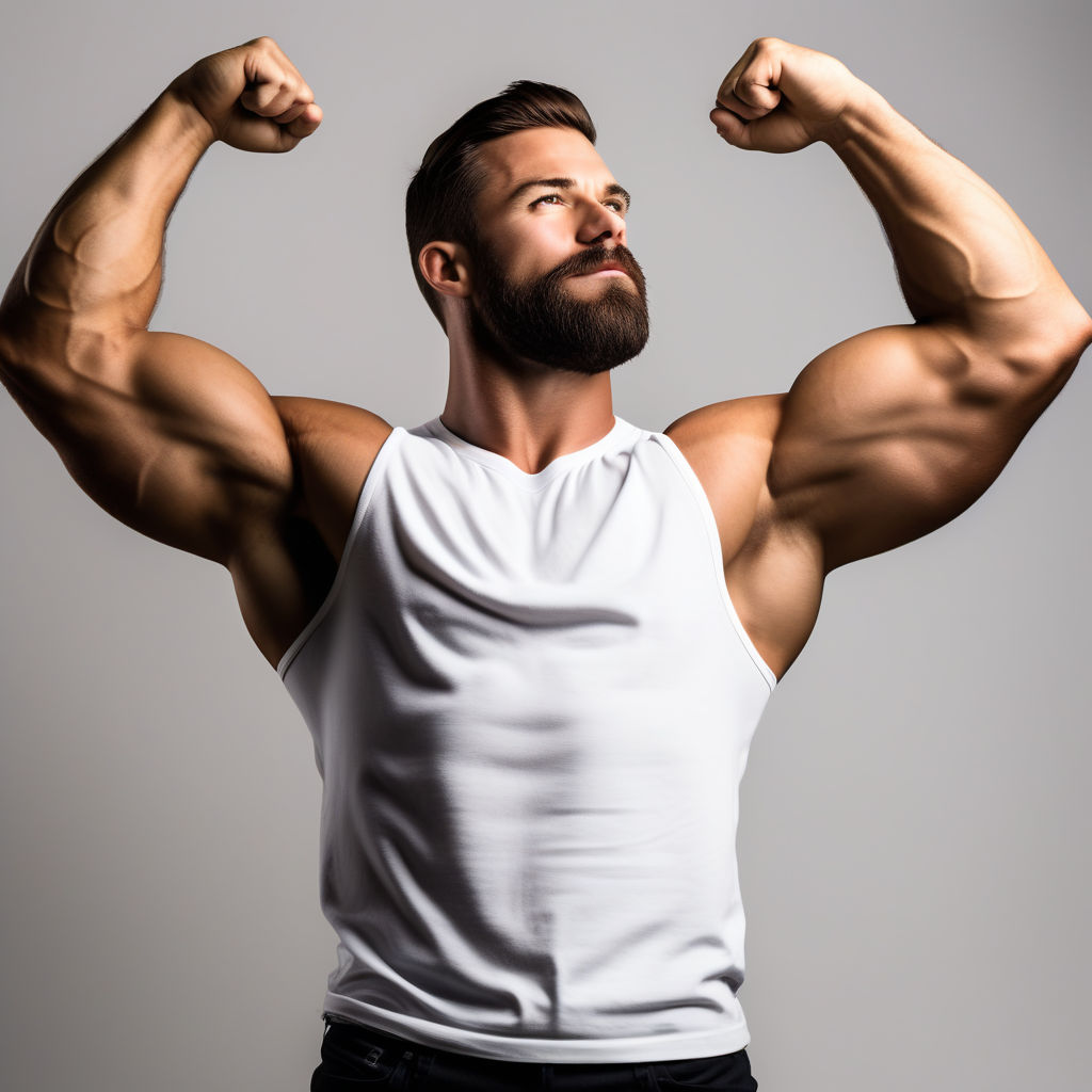 Bodybuilder topless, flexing his biceps. Strong man with perfect abs,  shoulders,biceps, triceps and chest. Isolated on white background Stock  Photo by ©iulianvalentin 68289813