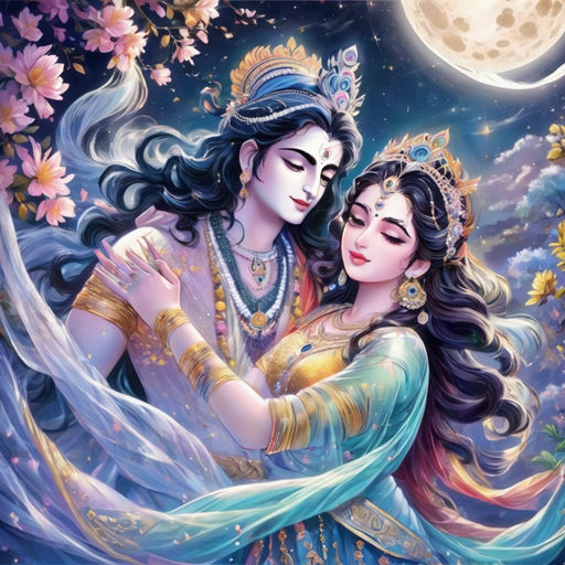 Eternal Radha Krishna Love Painting Handpainted Masterpiece