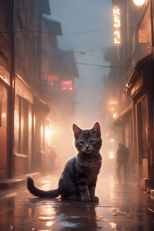 Prompt Tiger walks NYC alley night stars HD