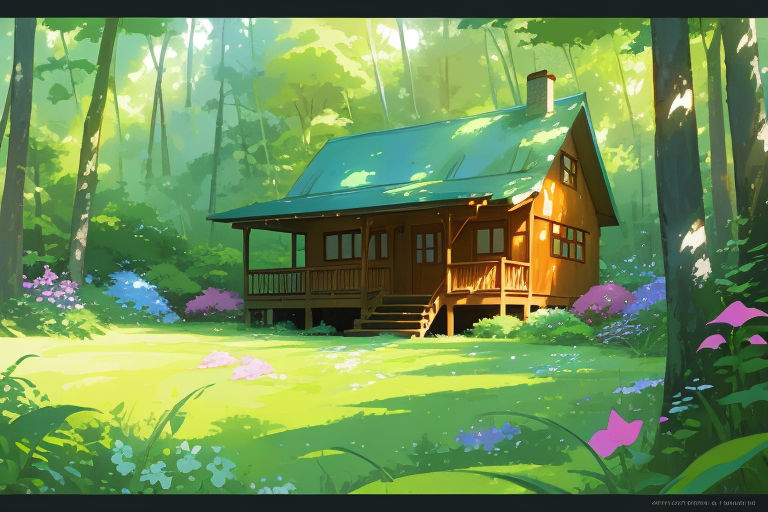 Dreamcore-like picture: a quaint house nestled in an expansive