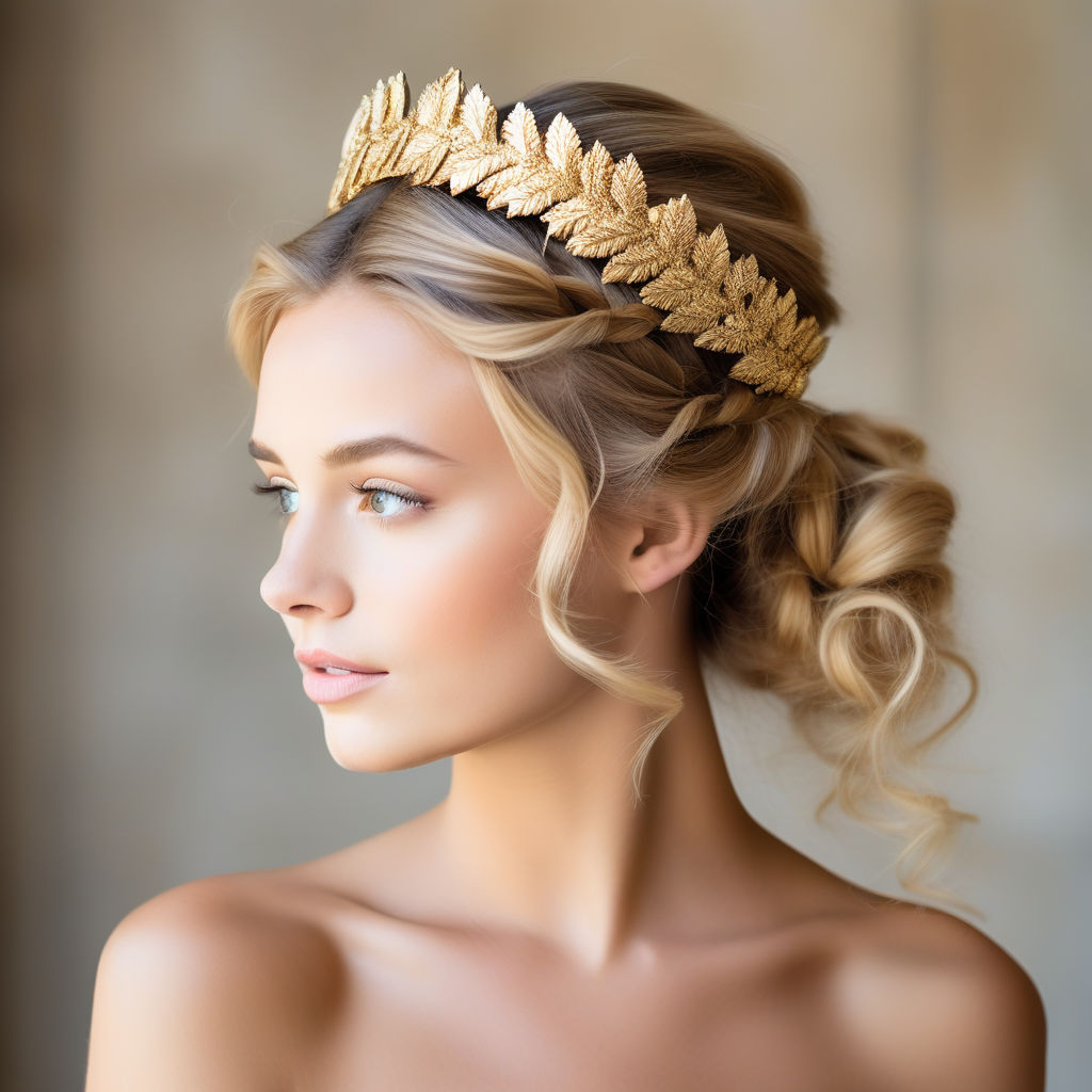 Ancient Greece hairstyle with Tiara by E. Nissy.