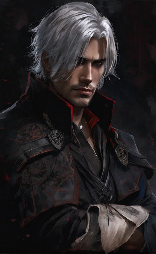 dante from devil may cry 3 portrait dnd, painting by