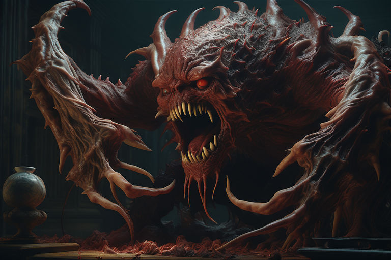 prompthunt: art screaming nightmare creature with long sharp teeth and  compound eyes, horror game graphics, horror monster design concept art, 4k,  octane render, unreal render, indie video game horror