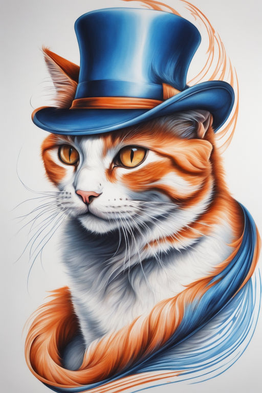 Portrait of a Cat Wearing a Top Hat and Suit · Creative Fabrica