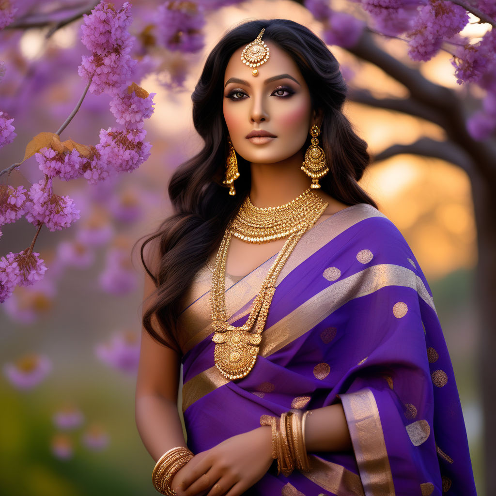 Buy Purple Silk Leaf Neck Embroidered Saree With Blouse For Women by  JAYANTI REDDY Online at Aza Fashions.