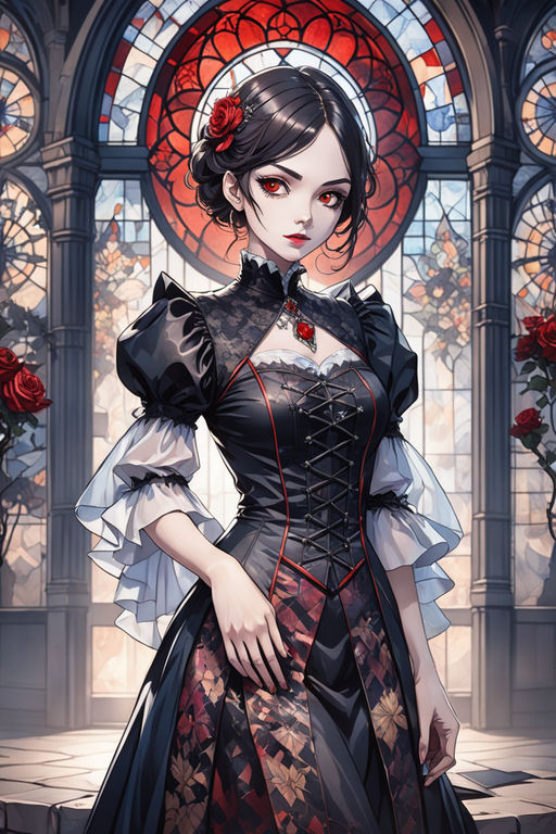 anime girl in a victorian dress base