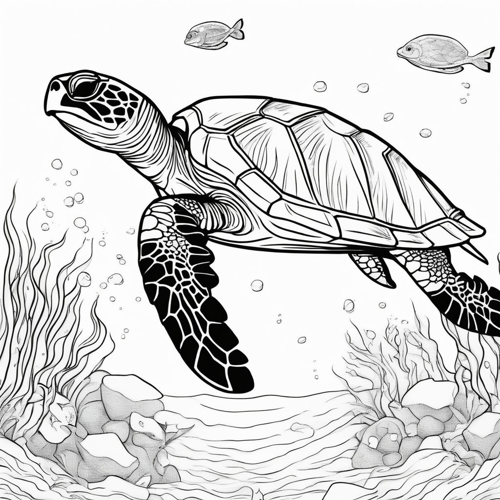 sea turtle coloring page realistic