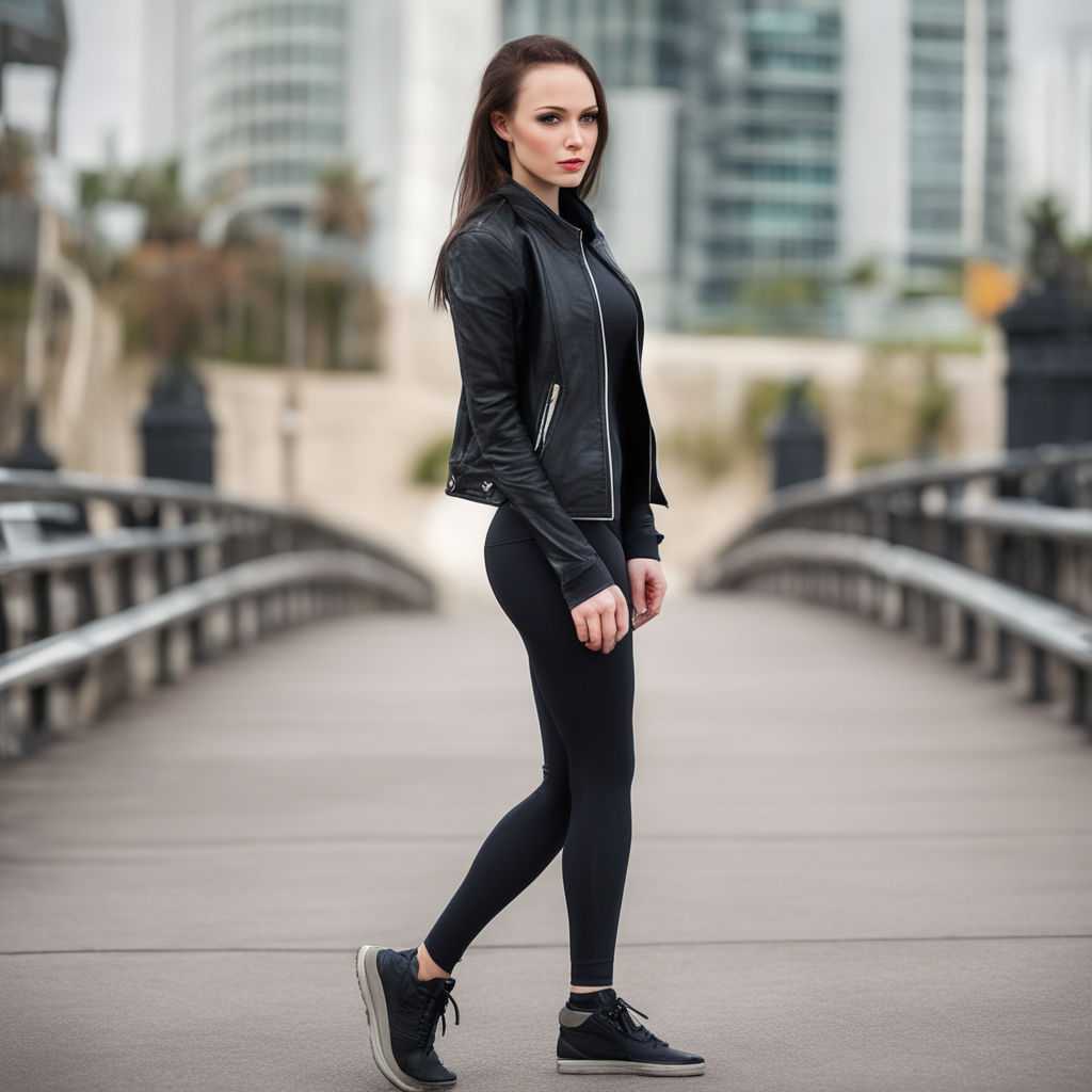 A girl in black leggings - Playground