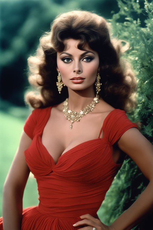 Sophia Loren Red Dress Pinup Girl Hollywood Poster Art Photo