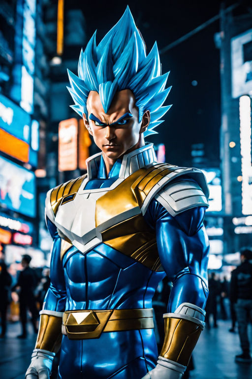 Hyperrealistic, high definition live action full body portrait of vegeta