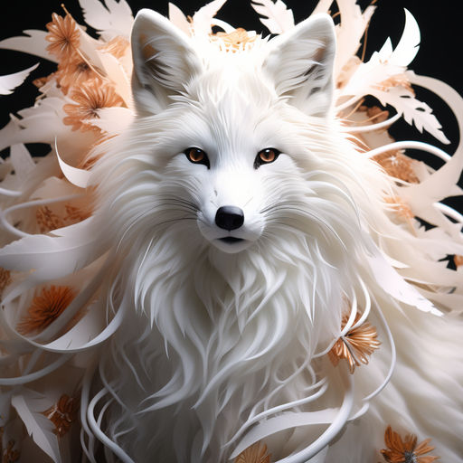 anime white nine tail fox