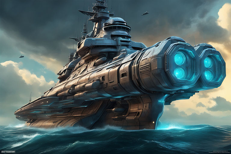 Premium AI Image  Digital concept art of a scifi space battleship