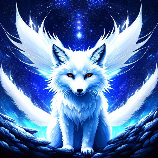 anime white nine tail fox