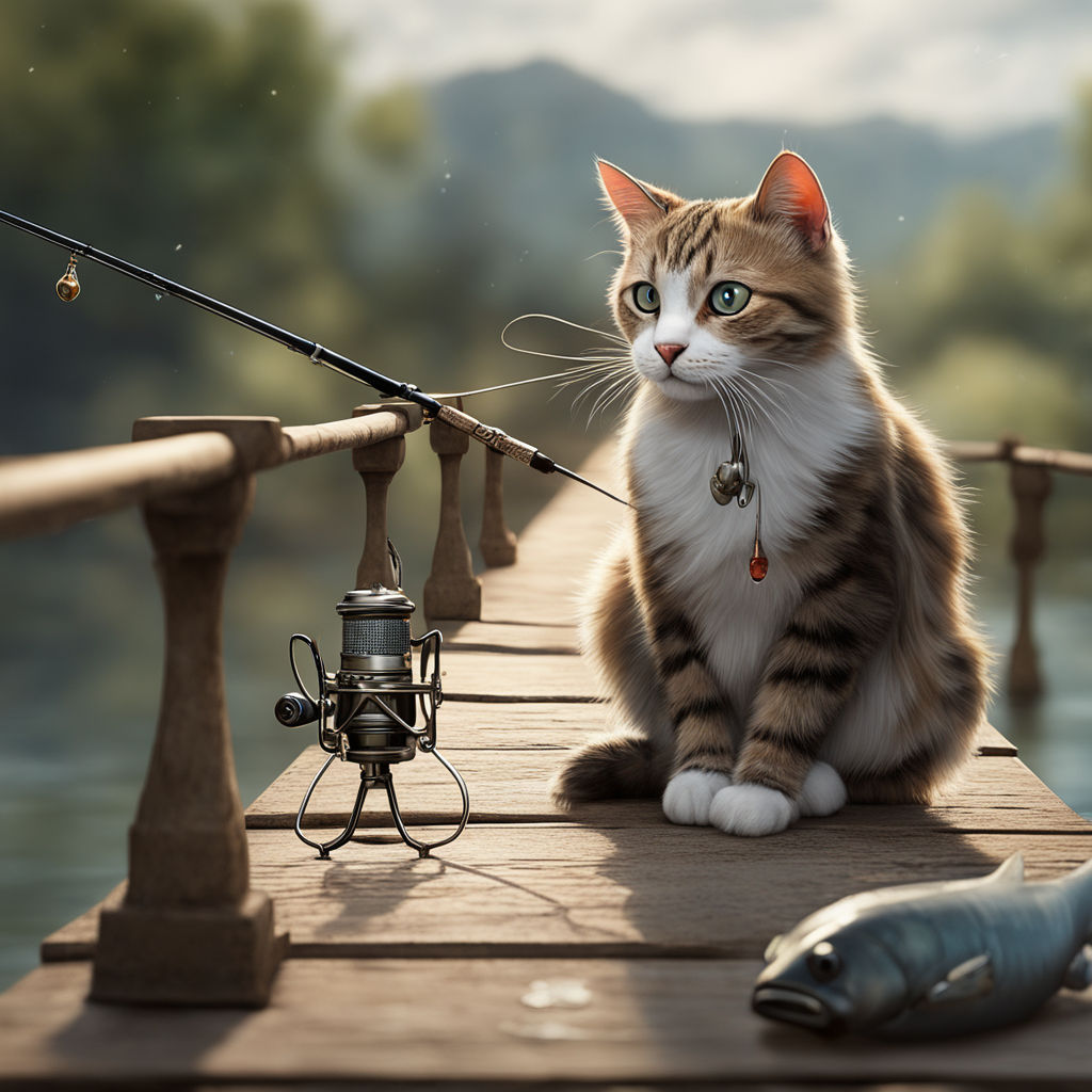 a cat is fishing - Playground