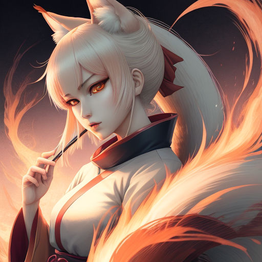 Seven or Nine-tailed Fox Kitsune Stock Illustration - Illustration of  culture, myth: 275193579