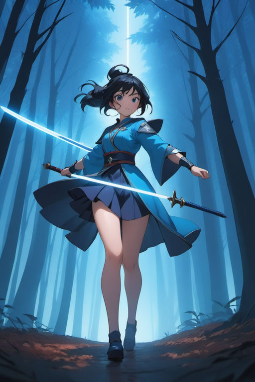 AI Art: Anime girl with a sword by @Dark07