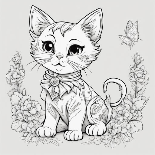 Anime cat girl coloring page on printcoloring