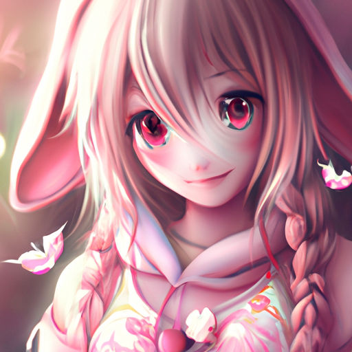 Black or pink?, Cute anime/kawaii style girl with a bunny