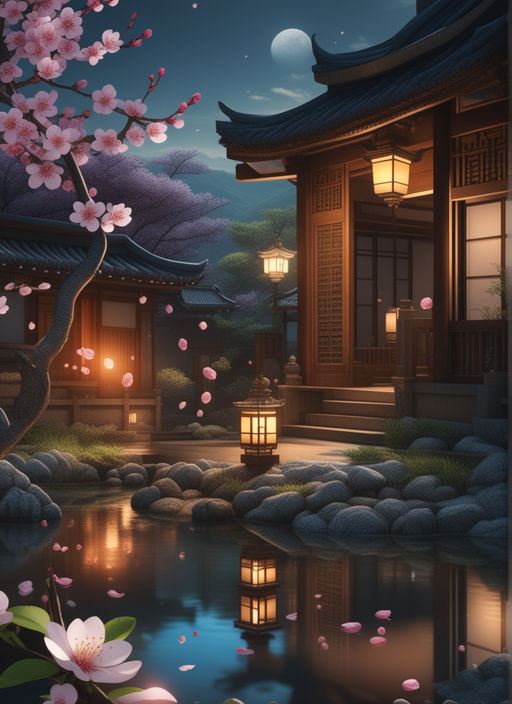 Pokemon anime scenery, green lush landscape, pink flowers, cherry blossom  trees, a lake that runs through the landscape, no animal, no humans |  Wallpapers.ai