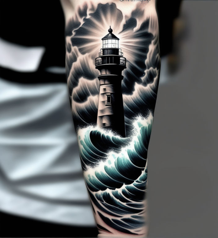 Lighthouse Bird and Waves Temporary Tattoo / Beach Vacation Light House Sun  Wave Temp Tattoo - Etsy Israel