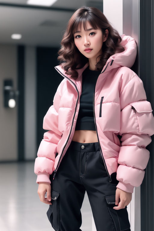 Pink puffer bomber on sale jacket