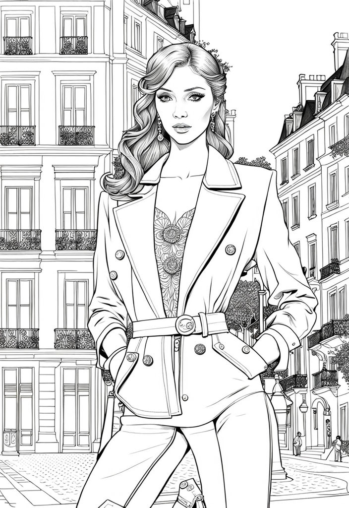 black women elegant high fashion women in paris in botique black and white coloring  book page - Playground