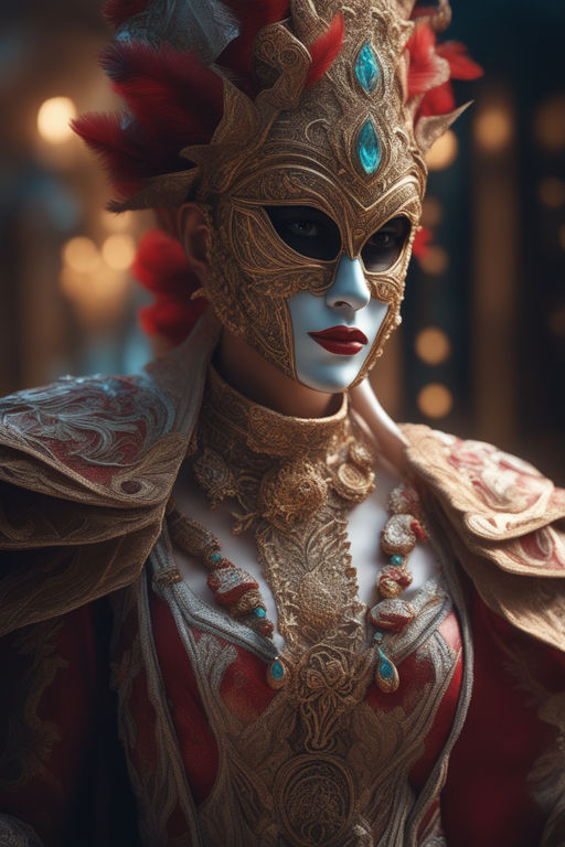 Beautiful female wearing a venetian mask - Playground