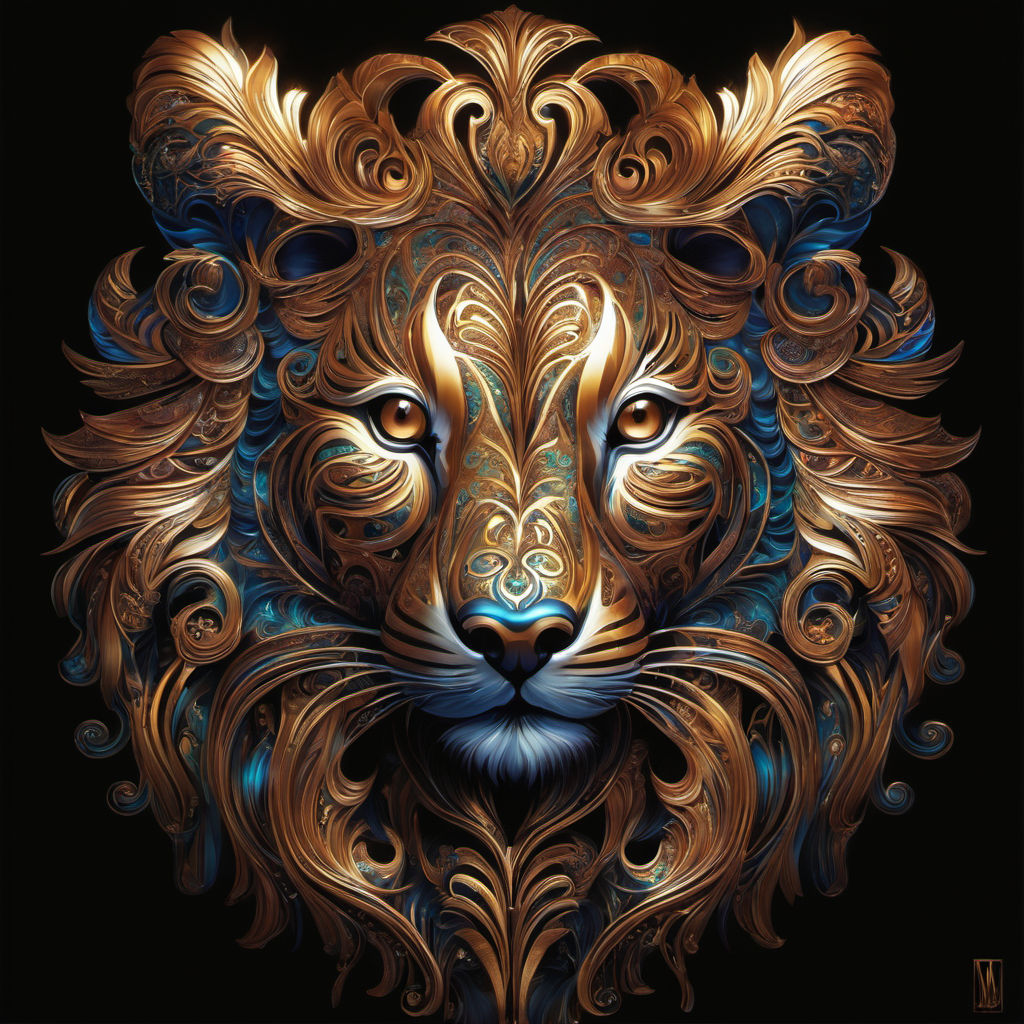 Rococo Fierce Lion Oil Painting