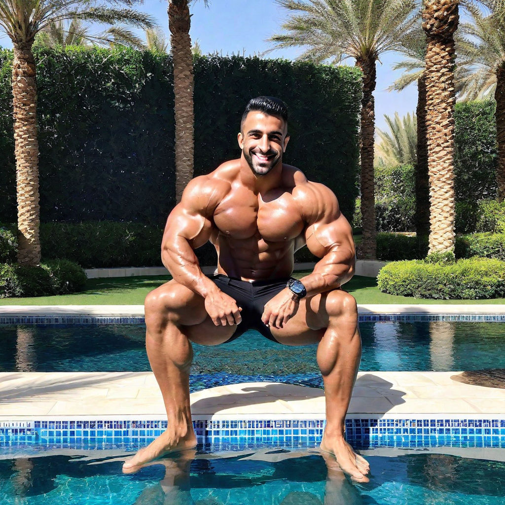 Double Biceps Pose In The Swimming Pool-98808 | Meashots