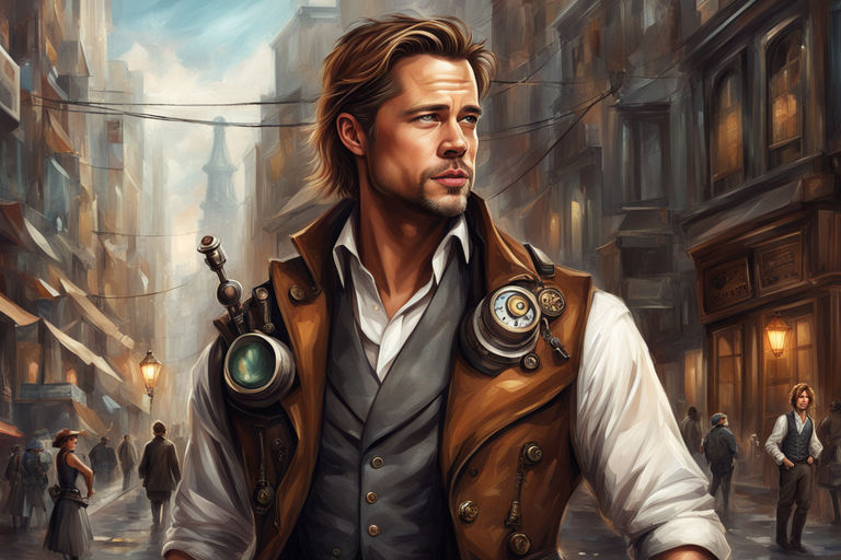 A steampunk cyborg portrait of Brad Pitt and Johnny Depp - Playground