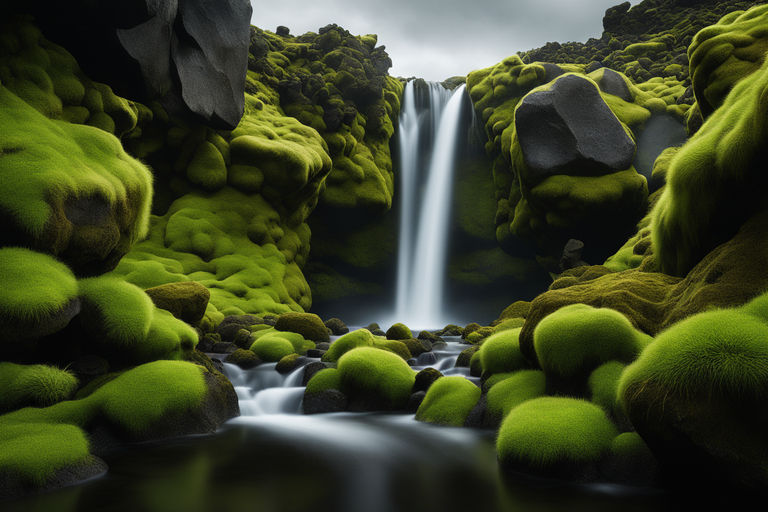 moss terrarium with a waterfall, Stable Diffusion