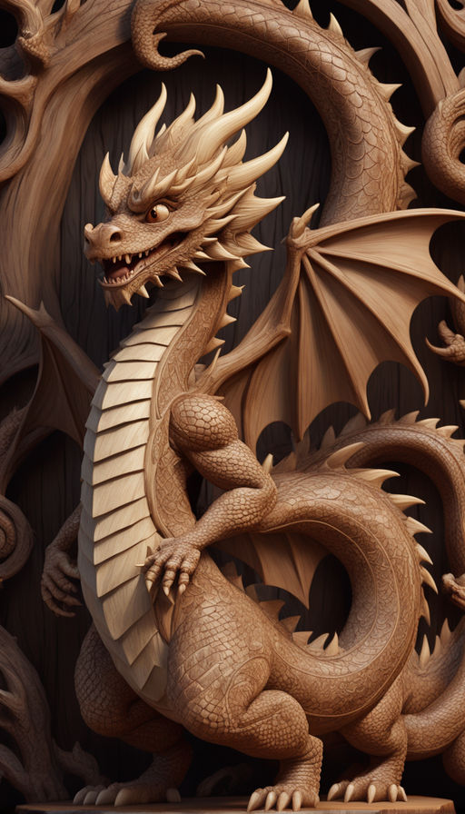 Dragon made of wood from the forest - Playground