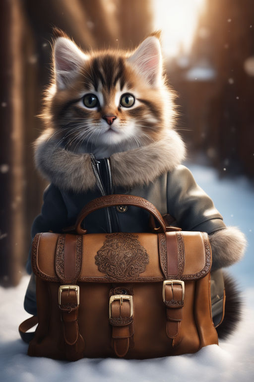 Premium Photo  A cat in a coat with a backpack