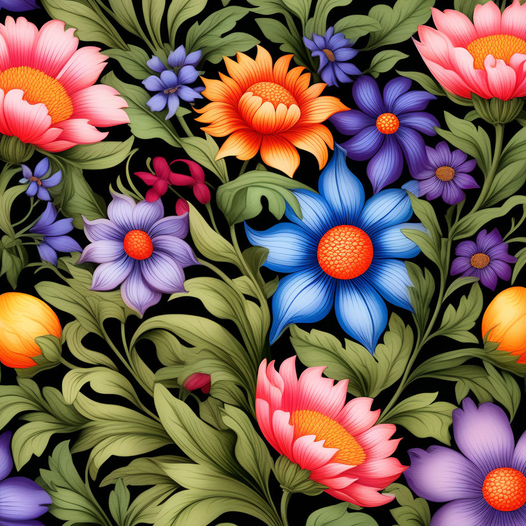 Surrealism. Detailed. flower pattern background.Superman's face -  Playground