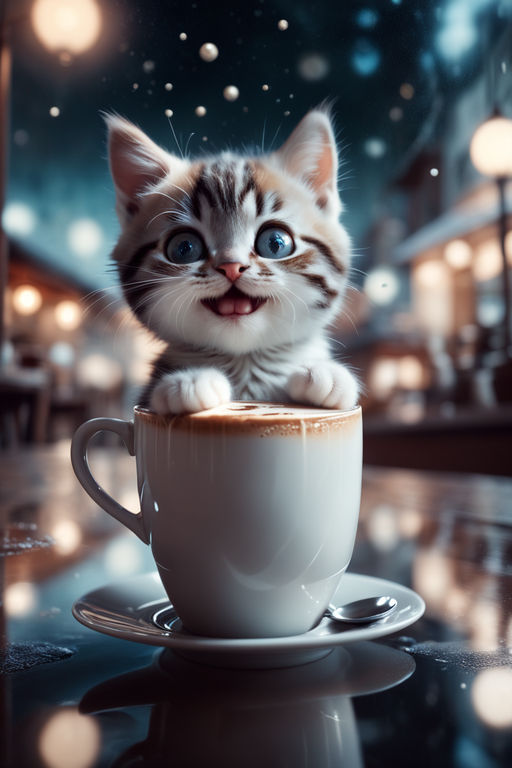 coffee foam cat