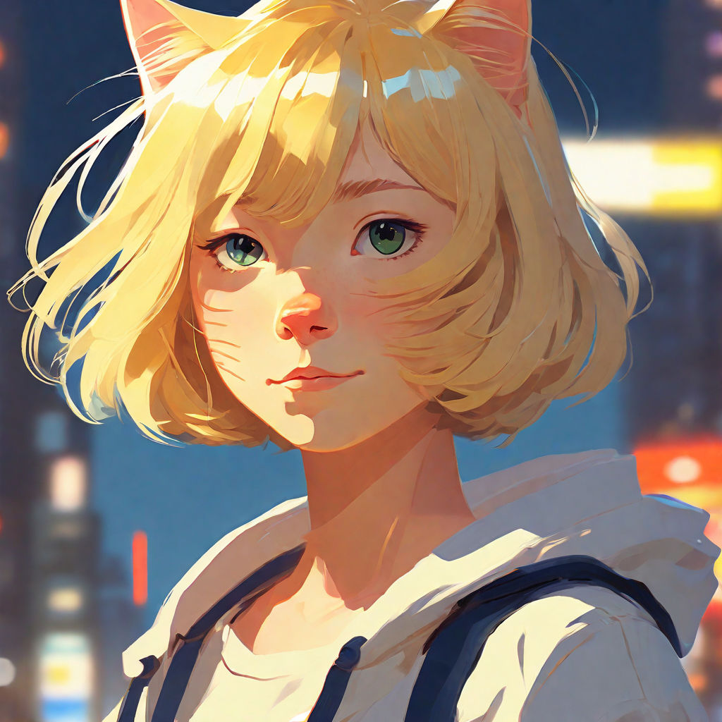 anime girl with short blonde hair and gold eyes