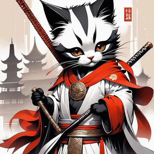 prompthunt: house cat samurai epic, in the style of demon slayer