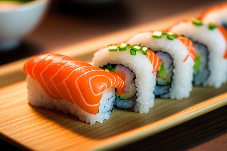 Close - up food photography of sushi set, ultra - realistic, low