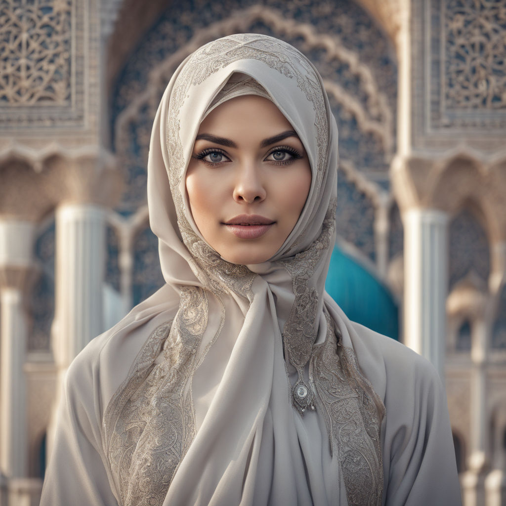 An anime-girl wearing a hijab with no hair, radiating sweetness