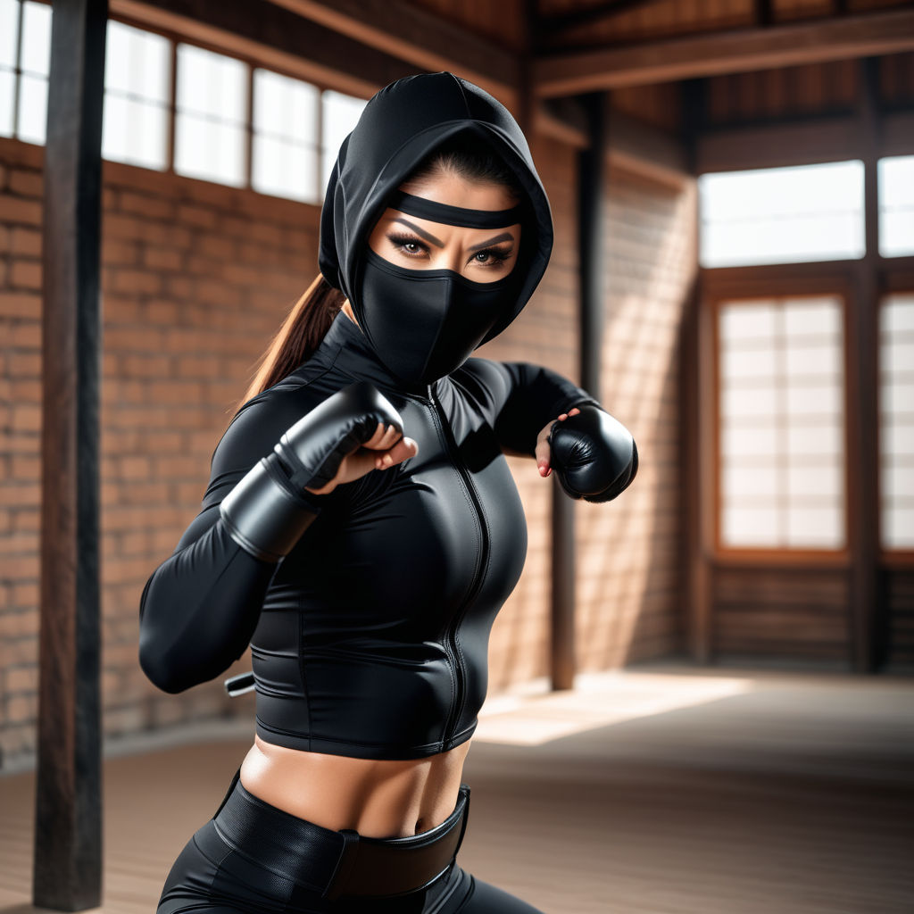 hot women ninja warrior fighting man - Playground